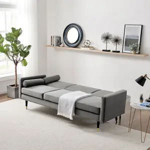 Furniturebox UK Hugo Sofa Bed 3 Seater in Velvet Dark Grey