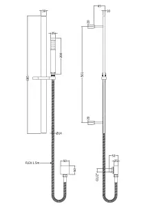 Rectangular Slider Rail Kit with Outlet Elbow - Chrome