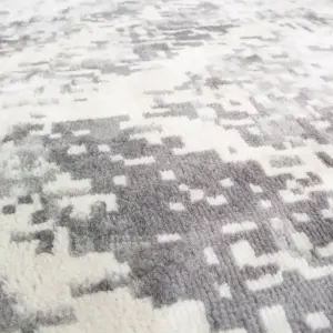 Silver Grey Distressed Abstract Geometric Area Rug 120x170cm