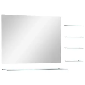 Berkfield Wall Mirror with 5 Shelves Silver 80x60 cm