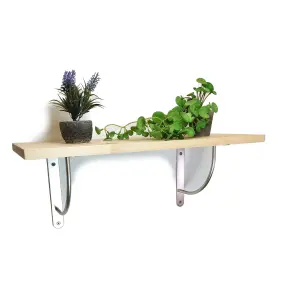 Solid Pine Rustical Shelf Primed with LUK02 Bracket 25x60cm