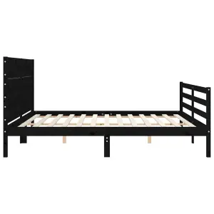 Berkfield Bed Frame with Headboard Black 200x200 cm Solid Wood