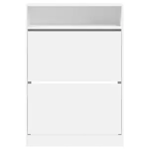 Berkfield Shoe Cabinet with 2 Flip-Drawers White 80x34x116 cm