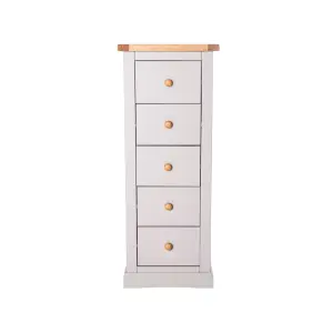 Loreo 5 Drawer Narrow Chest of Drawers Wood Knob