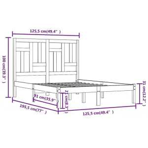 Berkfield Bed Frame White Solid Wood 120x190 cm 4FT Small Double