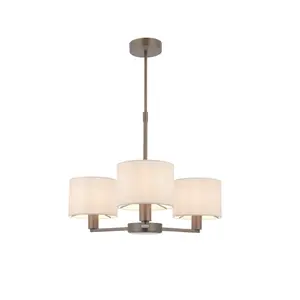 Anson Lighting Baja 3lt Pendant light finished in Dark antique bronze plate and marble fabric