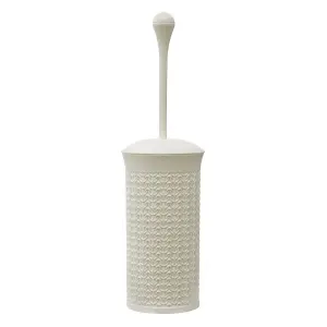 JVL Loop Toilet Brush and Round Plastic Bin - White