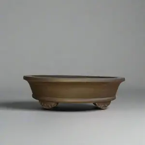 32cm Premium Unglazed Bonsai Pot - Oval - 32cm x 26cm x 9cm - Brown