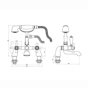 ENKI BT8608 Traditional Bath Shower Mixer Taps Chrome Cross Victorian BEAUMONT