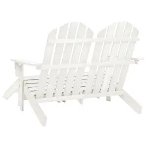 Berkfield 2-Seater Garden Adirondack Chair&Ottoman Fir Wood White