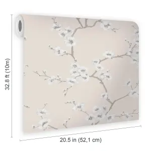 Fresco Apple Blossom Floral Natural Wallpaper