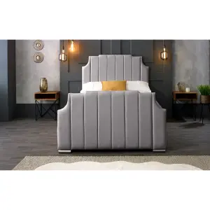 Nelson Plush Velvet Silver Bed Frame