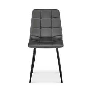 Zurich Grey Velvet Embossed Dining Chair for Modern Elegance