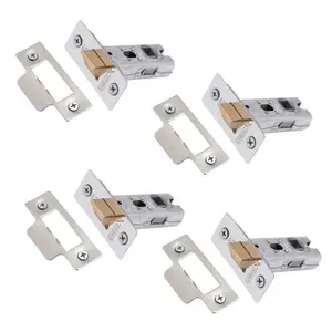 XFORT 4 Sets of 75mm Polished Chrome Tubular Latch, Mortice Door Latch