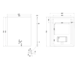 Rio Brushed Gold  Framed Backlit LED Bathroom Mirror with Dual Light (W)60cm (H)72cm