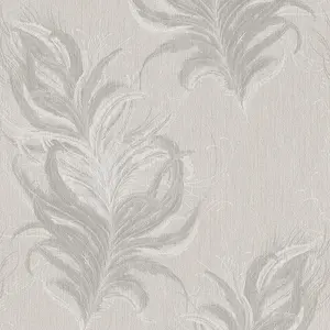 AS Creation Mata Hari Bird Feather Wallpaper Cream Grey 38009-2