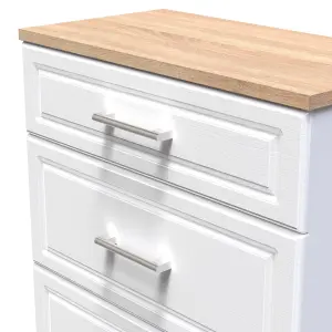 Kent Ready assembled Matt white light oak effect 3 Drawer Chest of drawers (H)885mm (W)765mm (D)415mm