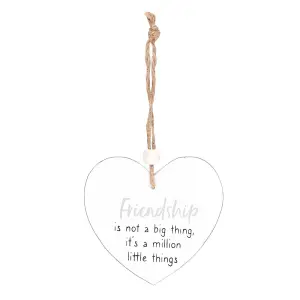 Something Different Friendship Is... Heart Hanging Sentiment Sign White (One Size)