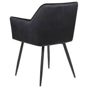 Set of 2 Dining Chairs JASMIN Velvet Black