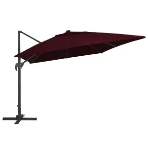 Berkfield Cantilever Umbrella with LED Lights Bordeaux Red 400x300 cm