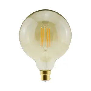 Diall G125 B22 8.5W 806lm 330° Amber Globe Warm white LED Filament Light bulb