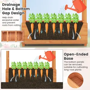 Costway Raised Garden Bed Freestanding Planter Trellis Container w/ Drainage Hole