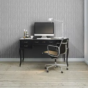 Muriva Grey Geometric Metallic & glitter effect Embossed Wallpaper