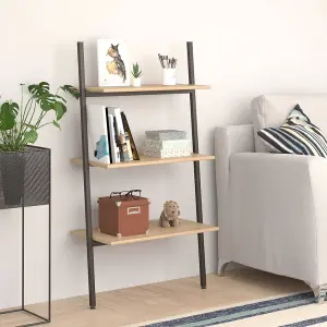 Berkfield 3-Tier Leaning Shelf Light Brown and Black 64x34x116 cm