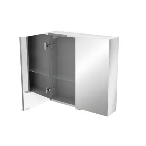 Imandra Compact Matt Silver Mirror effect Double Bathroom Cabinet Mirrored (H)600mm (W)600mm