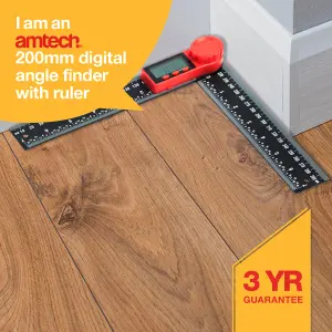 Amtech P5330 200mm (8") Digital angle finder with ruler