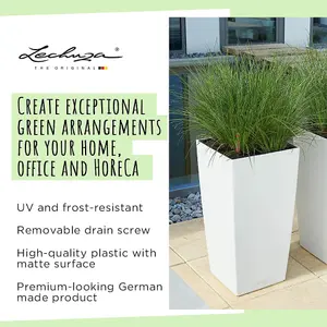 LECHUZA CUBICO Color 56cm Tall Planter, Slate Grey Self-watering Planter with Water Level Indicator H56 L30 W30 cm, 14L