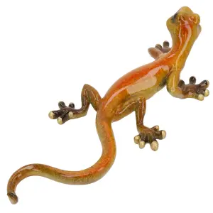 Yellow Speckled Gecko Lizard Resin Wall Shed Sculpture Statue House Large