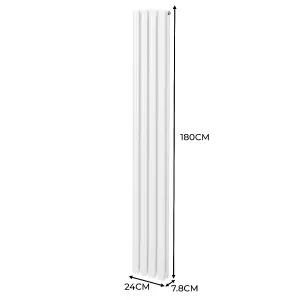 Oval Radiator - 1800 x 240mm - White