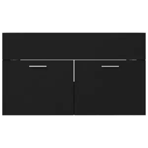 Berkfield Sink Cabinet with Built-in Basin Black Engineered Wood