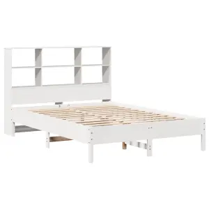 Berkfield Bookcase Bed without Mattress White 120x190 cm Small Double Solid Wood Pine