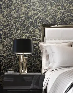 Vasari Ariana Plaster Black/Gold Wallpaper