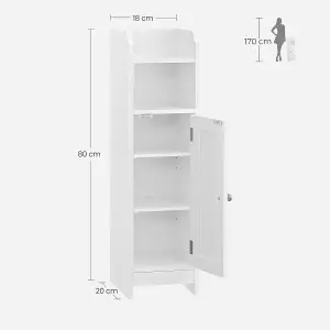 VASAGLE Narrow Bathroom Storage Cabinet with Adjustable Shelves and Door, Freestanding, Bathroom Floor Storage Unit, White