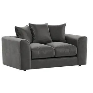 Brooklyn  Plush Velvet Fibre Fabric 2 Seater sofa   Grey