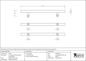 From The Anvil Satin Marine SS (316) 1.2m Offset T Bar Handle B2B 32mm Dia.