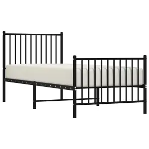 Berkfield Metal Bed Frame with Headboard and Footboard Black 75x190 cm 2FT6 Small Single