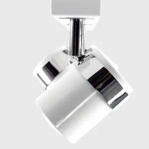 ValueLights Rosie Modern 3 Way Adjustable Heads White and Chrome Straight Bar Ceiling Spotlight Fitting