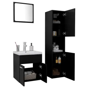 Berkfield Bathroom Furniture Set Black Engineered Wood