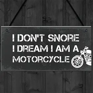 Red Ocean Motorbike Gifts For Men Funny Hanging Sign DREAM I AM A MOTORCYCLE Funny Garage Sign Biker Gifts For Him