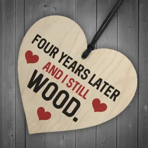 Funny 4th Anniversary Gift For Wife Husband Wood Heart Gift For Him Her Keepsake