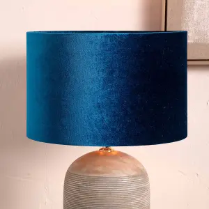 35cm Royal Blue Velvet Cylinder Lampshade For Table Lamps