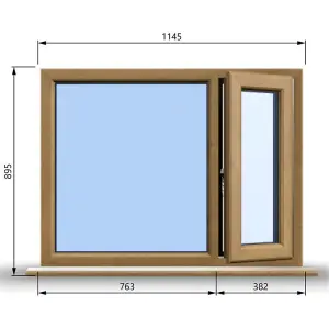 1145mm (W) x 895mm (H) Wooden Stormproof Window - 1/3 Right Opening Window - Toughened Safety Glass