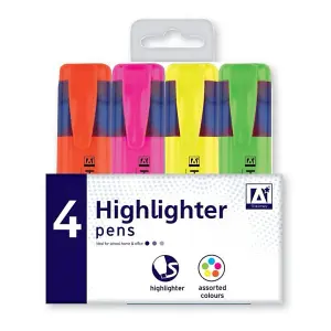 A Star Highlighters (Pack Of 4) Orange/Pink/Yellow/Green (One Size)