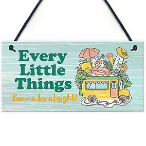 Red Ocean Caravan Campervan Hanging Sign - 'Every Little Things Gonna Be Alright' - Motorhome Decor Accessories Signs And Plaques