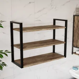 Lana Matt Wood Rectangular Wall-mounted Bathroom Shelf (D)23.5cm (H)48cm (L)23.5cm