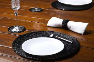 Penguin Home Glass Beaded, Round Placemat, Coasters and Napkin Rings